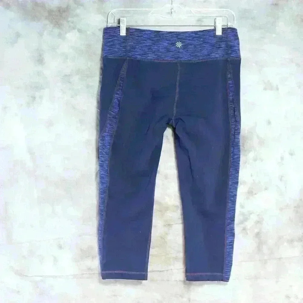 Athleta blue/black leggings/yoga pants Size L capri - Picture 7 of 14